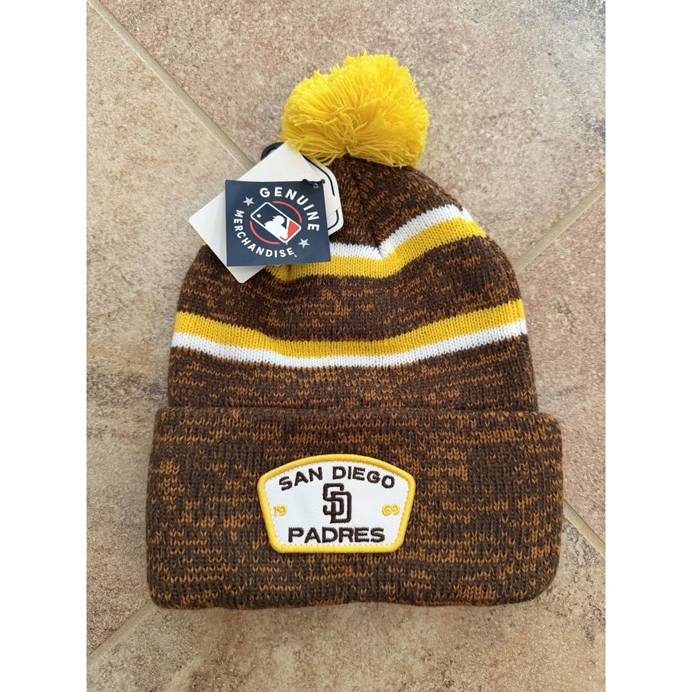 San Diego Padres 1969 Brown & Yellow Cuffed Knit Winter Pom-Pom Beanie NWT